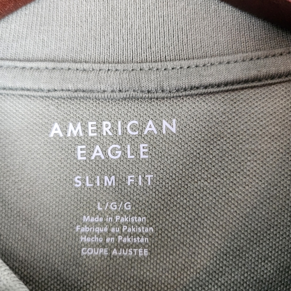 American Eagle Lived In Stretch Slim Fit Tipped Polo Shirt Size Large - Picture 3 of 9